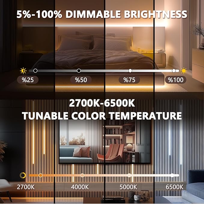 V4light Top-Emitting Silicone Linear LED Strip Light, 16.4ft, 2700K–6500K, CRI90+, Dot-Free & Dimmable, 12V Low Voltage, for Slat Wall Lighting, Under Cabinet, Display Cabinet & Modern Interiors