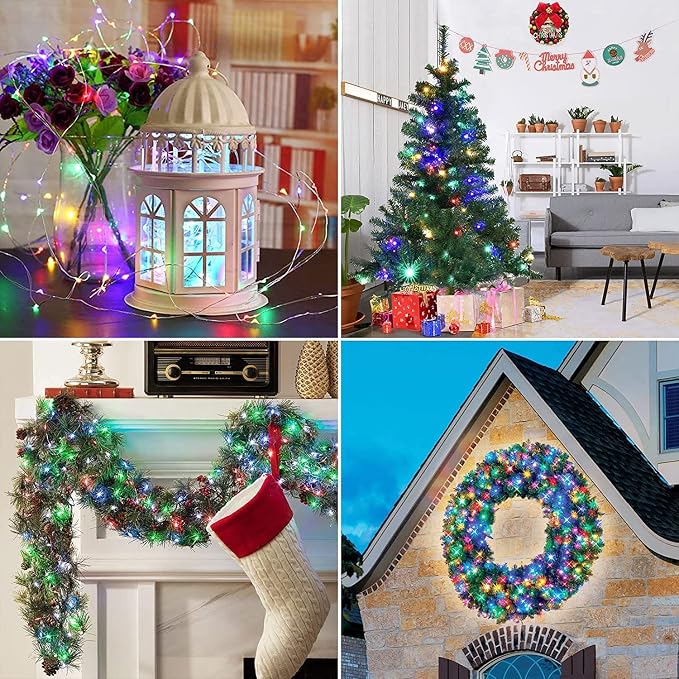 2 Pack LED Fairy Lights Battery Operated 20FT 60 LEDs Silver Wire String Lights Twinkle Lights Starry Fairy Lights for Bedroom Christmas Wedding Party Indoor Outdoor Decorations, Multicolor