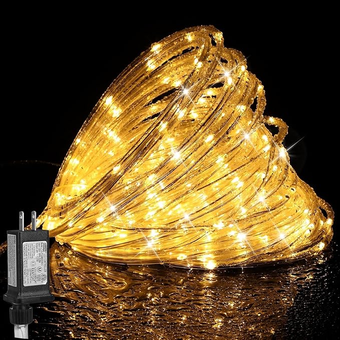 PUHONG (New) Outdoor Rope Lights, 33FT 100LED Tube Lights with 8 Modes, IP65 Waterproof Fairy String Lights for Garden Porch Yard Home Wedding Vacation Party New Year Holiday Decoration - Warm White