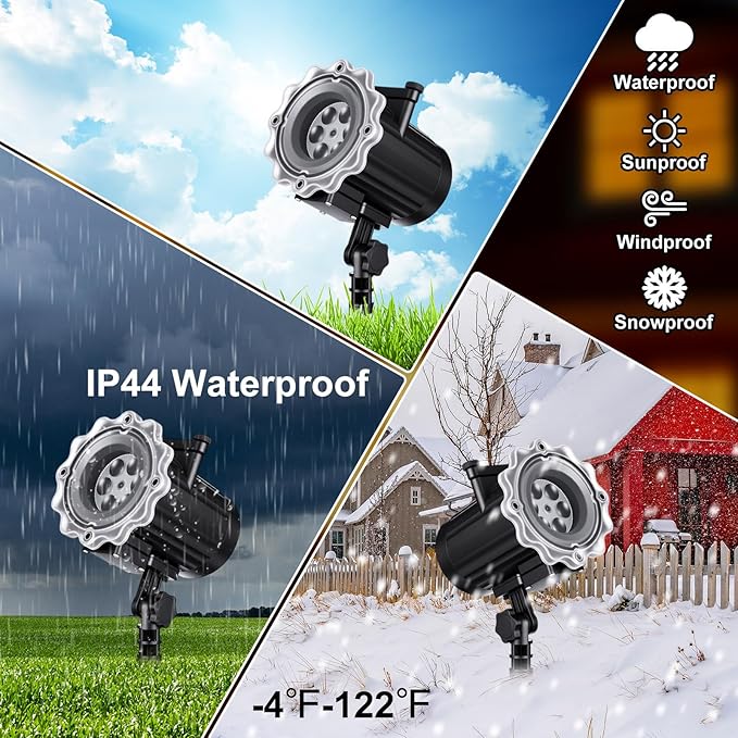 Independence Day Projector Light Outdoor, Decorative Patriotic Dynamic LED Projector Light with 12 Holiday Film Slides Waterproof Landscape Rotation Lighting Projection Lamp