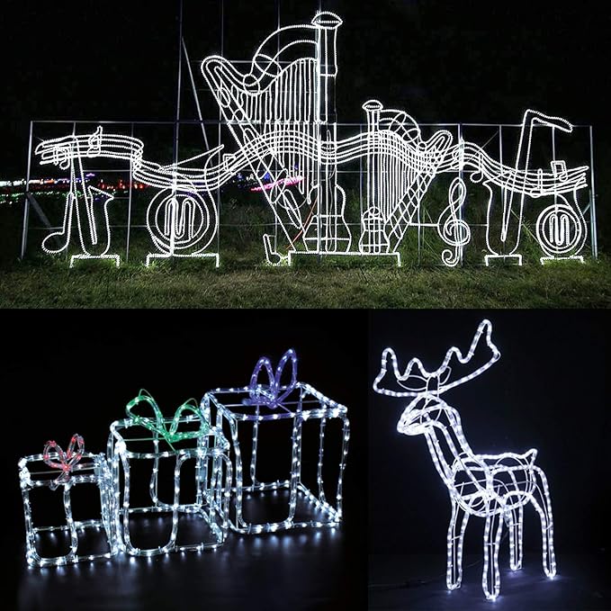 98.4ft Rope Lights Outdoor Waterproof Daylight White LED Rope Lighting Indoor Connectable Plug-in 110V 6000K 360 LEDs Flexible Light String for Patio Bedroom Camping Ceiling