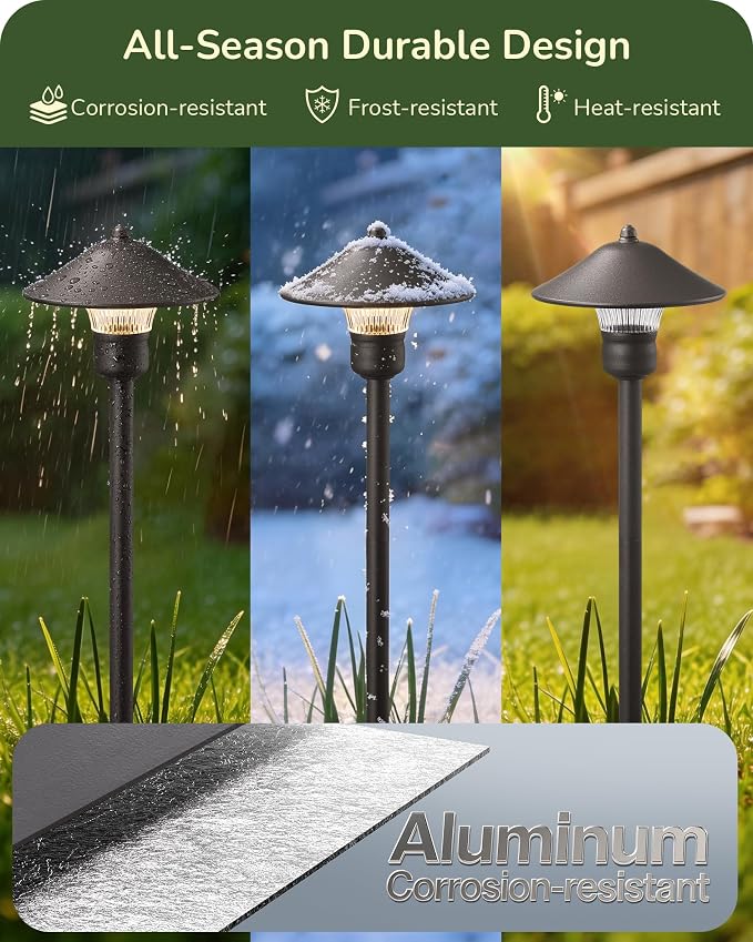 EDISHINE Low Voltage Landscape Lighting, Wired LED Pathway Lights 4 Pack | 16.5" Tall, 12V AC/DC, 3W 150LM 3000K, 50,000H, Waterproof Aluminum for Walkway, Driveway, Garden, Path, Yard