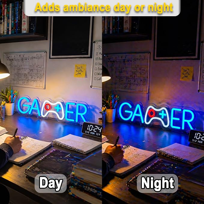 Gamer Neon Lights Signs Neon Sign Led Sign Light for Wall Decor | Gamer Neon Sign for Room Decor,Man Cave Decoration,Dormroom,Game Room Wall Decor,Gift,5V USB Powered