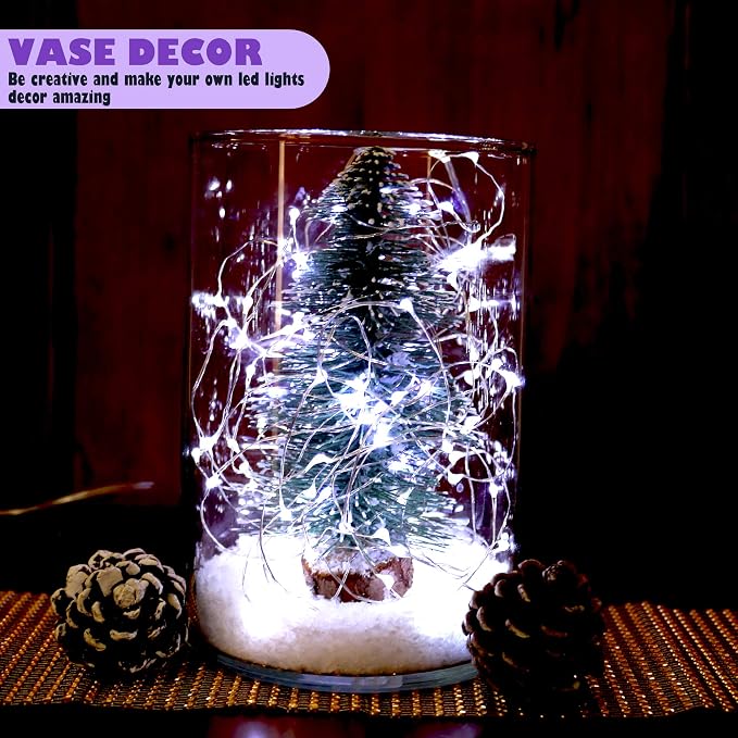 6 Pack Fairy Lights Battery Operated String Lights w/ Timer,2 Remotes,20LED | 6.5ft Cool White Firefly Lights,Waterproof Silver Wire Twinkle Lights DIY Mason Jar Wedding Party Christmas Table Decor