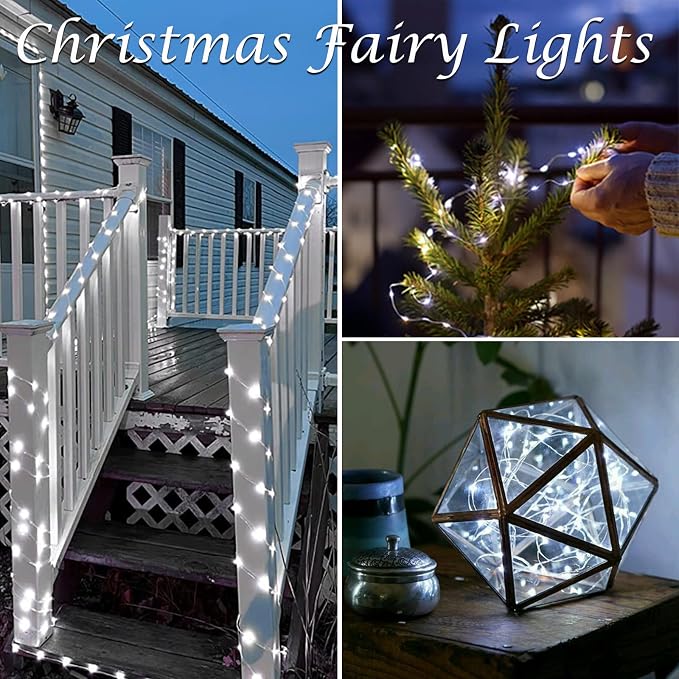 3 Pack 60 LED Fairy Lights Battery Operated with Remote, 20 FT Cool White | Cuttable, 8 Modes, Memory, Dimmable, Waterproof Battery String Lights with Timer for Indoor Outdoor, Christmas Decorations