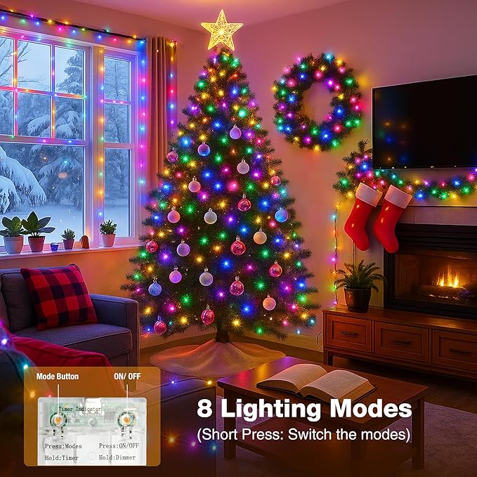 2 Pack 16FT 50 LED Fairy Lights Battery Operated with Timer, 8 Modes USB Mini Twinkle Light, Small String Lights for Tree Wreath Vase Bedroom Holiday Wedding Party Decorations-Multi-Colored