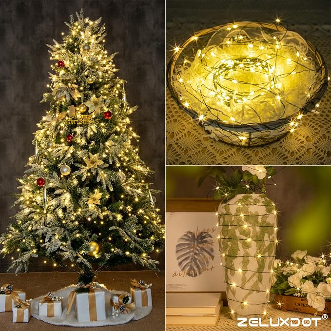 400FT 1200LEDs Fairy Lights Plug in,Green Wire,Warm White | Waterproof Led String Lights,8 Modes Remote Twinkle Light for Outdoor Indoor Christmas Wedding Birthday Garden Decorations