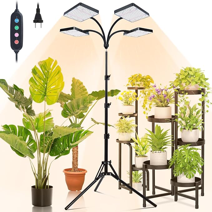 Grow Lights for Indoor Plants 100W, Natural Sunlight Full Spectrum Plant Growing Lamps for Houseplants & Bonsai Tree, 4/8/12/16/20 Hr Timer Plant Light Auto On/Off Everyday