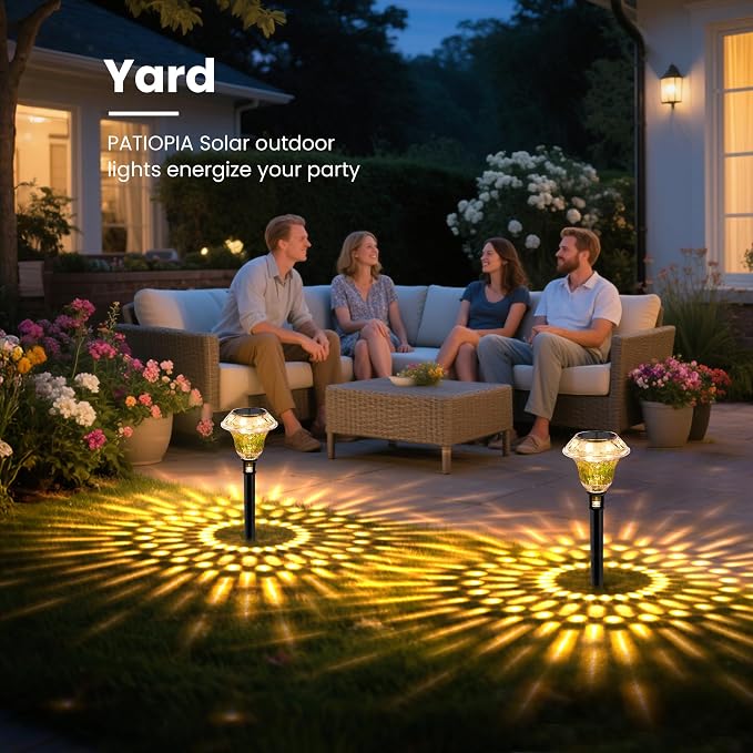 Solar Pathway Lights, Acrylic Garden Lights Outdoor Decor 8 Pack | Solar Lights Outdoor Waterproof IP65, Landscape Lighting, Garden Decorations for Walkway, Driveway, Yard, Lawn (Warm White)