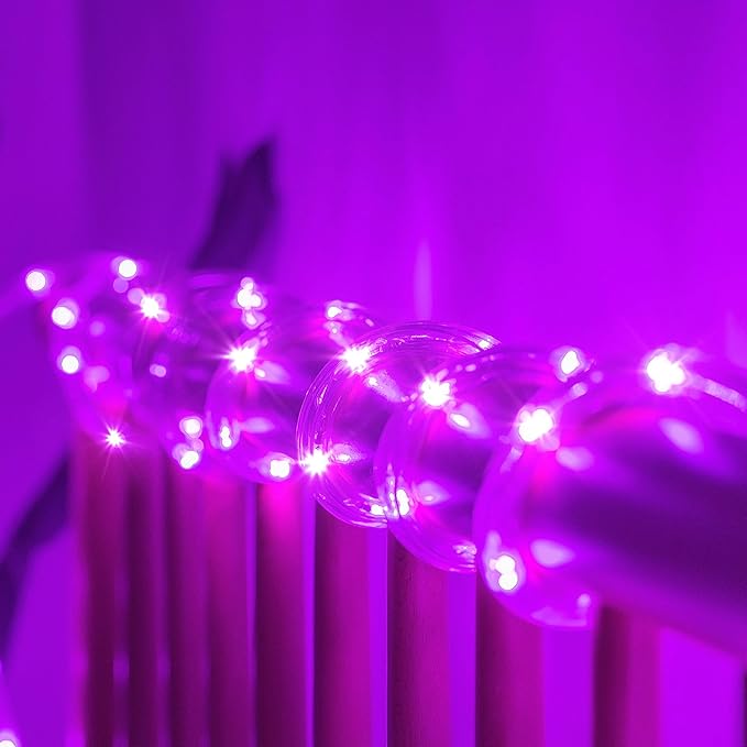 Waterproof LED Rope Lights, Connectable & Flexible with 8 Modes, Outdoor Lighting for Deck, Garden, Pool, Patio & Christmas Decor (Purple, 50ft)