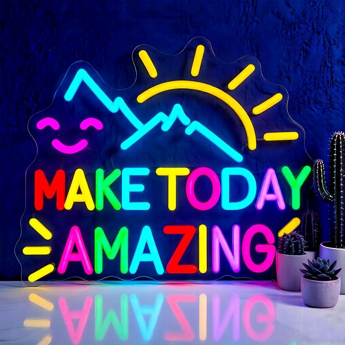 Neon Sign for Classroom, LED Motivational Wall Decor for Back to School | Make Today Amazing Neon Sign, Colorful Light Up Signs for Classroom, Kids Bedroom, Learning Space Inspirational Wall Decor