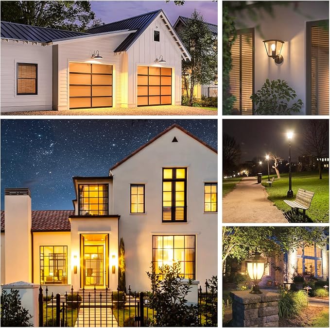 A19 Dusk to Dawn Sensor Light Bulbs Outdoor 100 Watt Equivalent, 11W Automatic On/Off LED Bulbs Warm White 3000K, 4-Pack 1200lumens Outdoor Smart Bulbs Photocell for Porch Garage Security, E26 Base