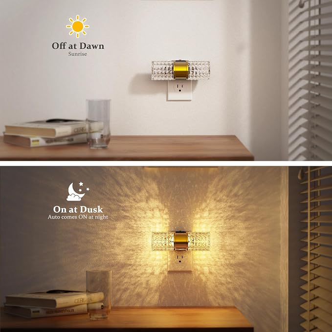 JandCase Night Light, Night Lights Plug into Wall,Automatic LED Night Light | Adjustable Brightness, 3000K Plug in Night Lights with Auto Light Sensor, for Bathroom Hallway Decor 2 Pack
