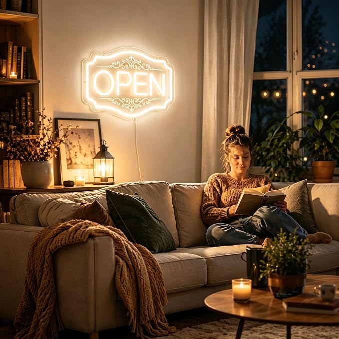 Open Sign for Business, LED Open Neon Sign USB Powered | 16.5" x 10.5" Open Neon Sign for Store, Hotel, Restaurant, Cafe, Bar and Party Decor