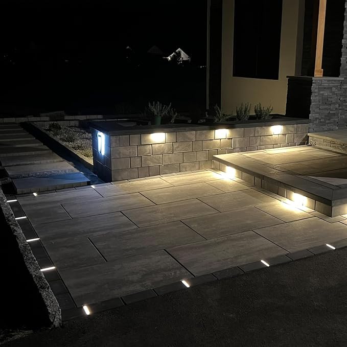 LUMENGY Paver Light Slim 0.5x9 Inch (0.55x8.85), 2700K Warm White, Glare-Free Linear Lighting for Driveways, Walkways and Paver Borders, 12V Hardwired, IP67 Waterproof, Drive-Over Rated