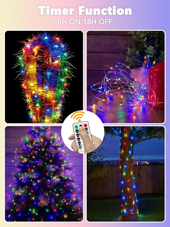6 Pack Fairy Lights Battery Operated with Remote Twinkle Lights Multicolor | Each 26FT 80LED, 8 Modes, Timer, Waterproof & Cuttable Wire, Christmas String Lights for Party Gatherings Centerpieces Decor