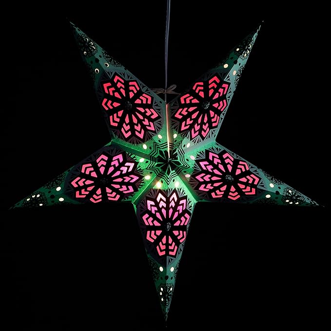 Snowflake Paper Star Lantern with 12 Foot Power Cord Included