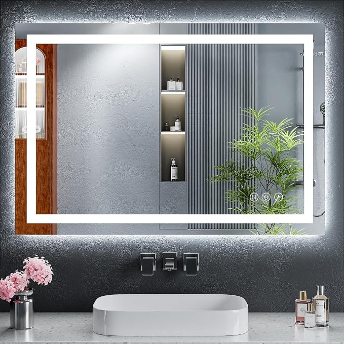 24"x36" LED Bathroom Mirror with Lights, Backlit+Frontlit, Anti-Fog | CRI 95, Stepless Dimmable, 3 Colors Lighting, Shatterproof Tempered Glass, HD Reflection, Memory, (Horizontal/Vertical)