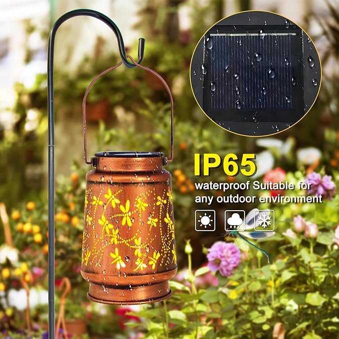 Mothers Day Gifts, 4 Pack Dragonfly Birthday Gifts for Women Mom Grandma Solar Lanterns Outdoor Waterproof Garden Decor Hanging LED Decorative Light for Patio Yard Lawn Gardening Gifts