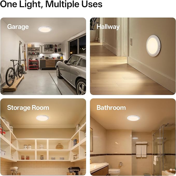 Homelist 12000mAh Rechargeable Magnetic Ceiling Light with Remote, 2 Pack | Shower Lights for Inside, Battery Operated Motion Sensor Ceiling Light for Renters Closet, Stairs, 3 Color Temperatures