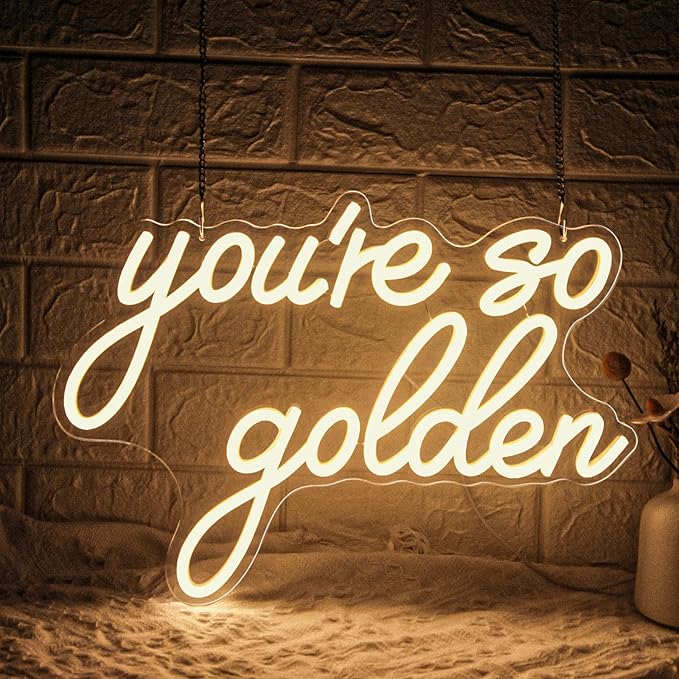 You're So Golden Neon Sign Dimmable LED Neon Light for Bedroom Wall Decor | USB Powered Warm White Neon Sign for Teen Girl Dorm, Vanity, Apartment, Wedding & Birthday Party Decor Gift for Women