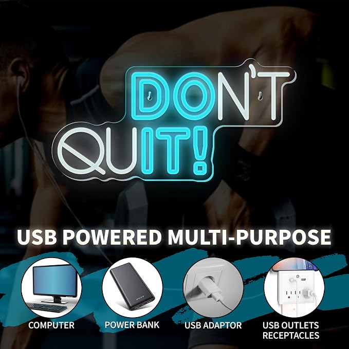 Don't Quit Neon Signs, DO IT Neon Lights for Home Gym Decor, Dimmable LED Neon Lights Sign for Office, Gym, Man Cave, Gamer Room Decor