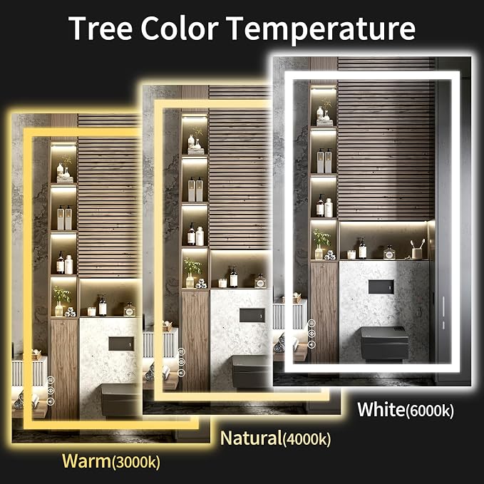 30"x48" LED Bathroom Mirror with Lights | Dimmable，Anti-Fog，Bathroom Vanity Mirror for Wall, Backlit + Front Lit, Memory Function, Shatter-Proof, Tempered Glass