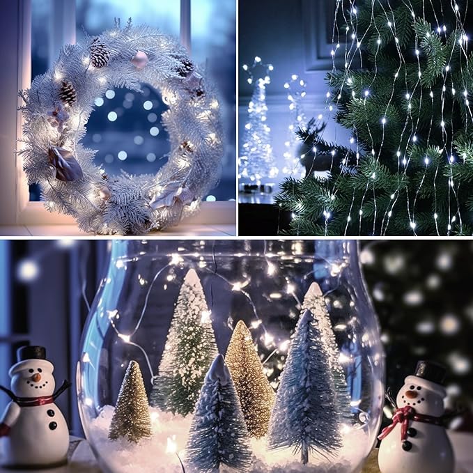 litogo 16 Pack FairyBattery Operated, 7ft 20 LED FairyWaterproof Silver Wire Battery Fairy Lights, Fairyfor Mason Jars for DIY Wedding Party Christmas Bedroom Patio, Cool White LW-BL15C-US