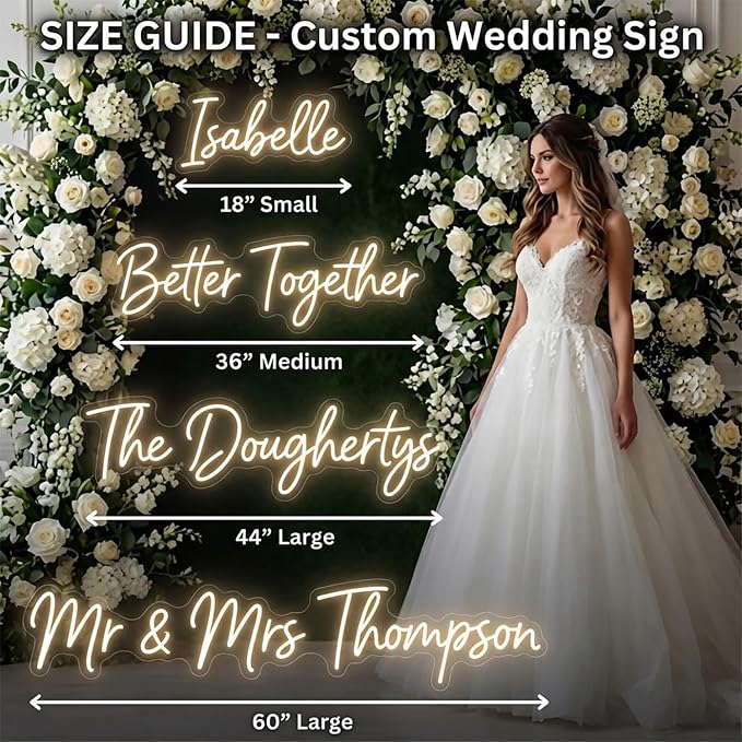 LC Sign Custom Neon Sign, Personalized LED Name Sign for Wedding Wall Decor | Weddings, receptions, birthdays, parties, bedrooms, home bars and photo backdrops, with dimmable lighting for every occasion