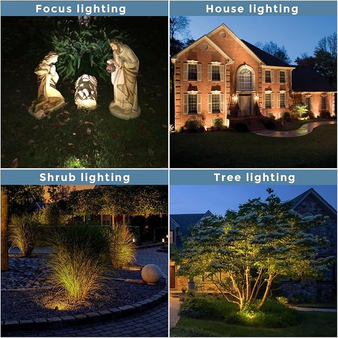 Solid Brass Outdoor Landscape Spotlights, 12V Heavy Duty LED Low Voltage Spot Light Waterproof for Garden and Yard Uplighting, Bronze Accent Lighting Fixture, Without MR16 Bulb 4 Pack