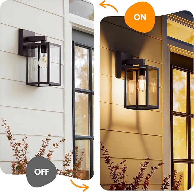 Outdoor Wall Lantern, Waterproof Exterior Wall Sconce Light Fixture, Dark Chocolate Front Door Lamp, Anti-Rust E26 Socket Porch Lighting