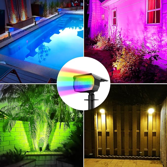 nipify Solar Spot Lights Outdoor Color Changing, Halloween RGB Spotlights | 10 Pack/7 Modes, Waterproof, Solar Powered, Landscaping, Lighting for Outside Pathway Yard Wall Garden Walkway