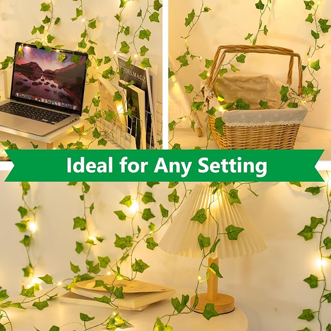 9.8Ft x 6.5Ft 200LED Vines Fairy Lights with Remote,Artificial Plant Fake Ivy Curtain String Light For Home Bedroom Living Room wall Wedding Christmas Party Office Coffee Farmhouse Dorm outdoor Decor