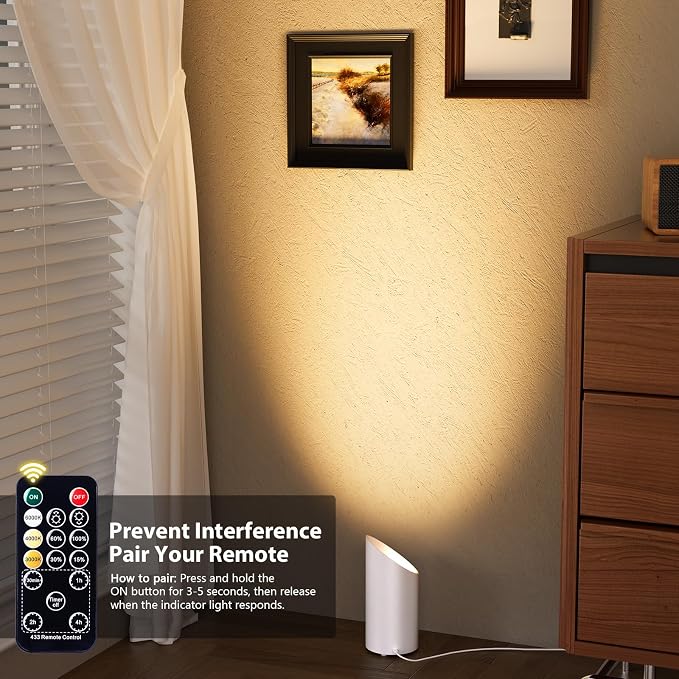 Brightown 2 Pack Uplights Indoor Floor Can Lights with Remote and Timer | 3 Color Temperatures and Dimmable Uplighting Spotlights, 6.5 FT Plug Cord & Foot Switch for Home Accent Lighting, White