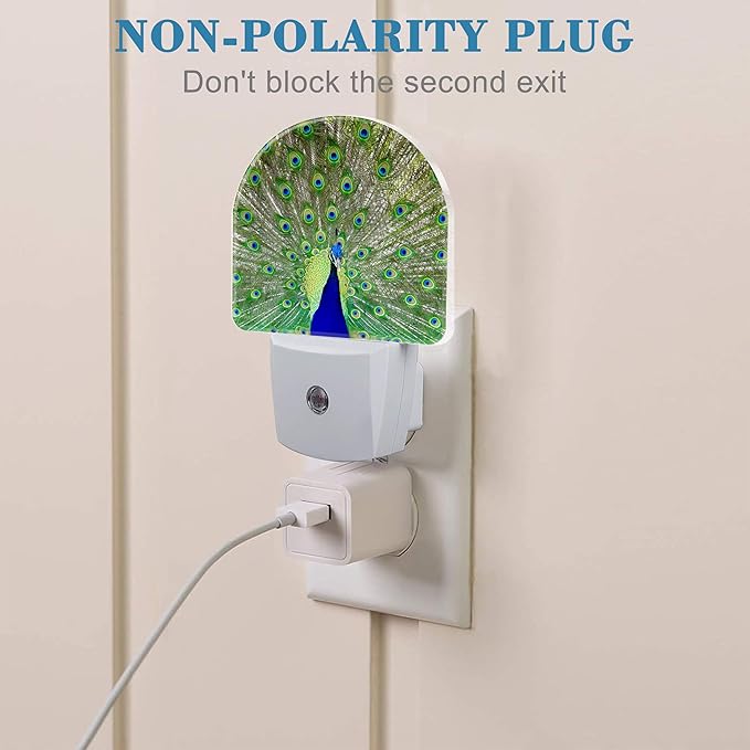 Peacock Night Light with Dusk to Dawn Sensor for Room Decor, Hallway, Kitchen, Bathroom, Nursery, Stairs