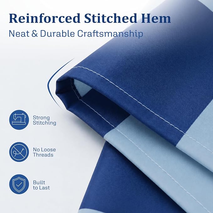 Ohocut Checkered Shower Curtain, Shower Curtains for Bathroom, Cute Retro Checkboard Shower Curtain Vintage Aesthetic, Washable Fabric Bath Curtain (Double Blue, 72''x72''(183x183cm))