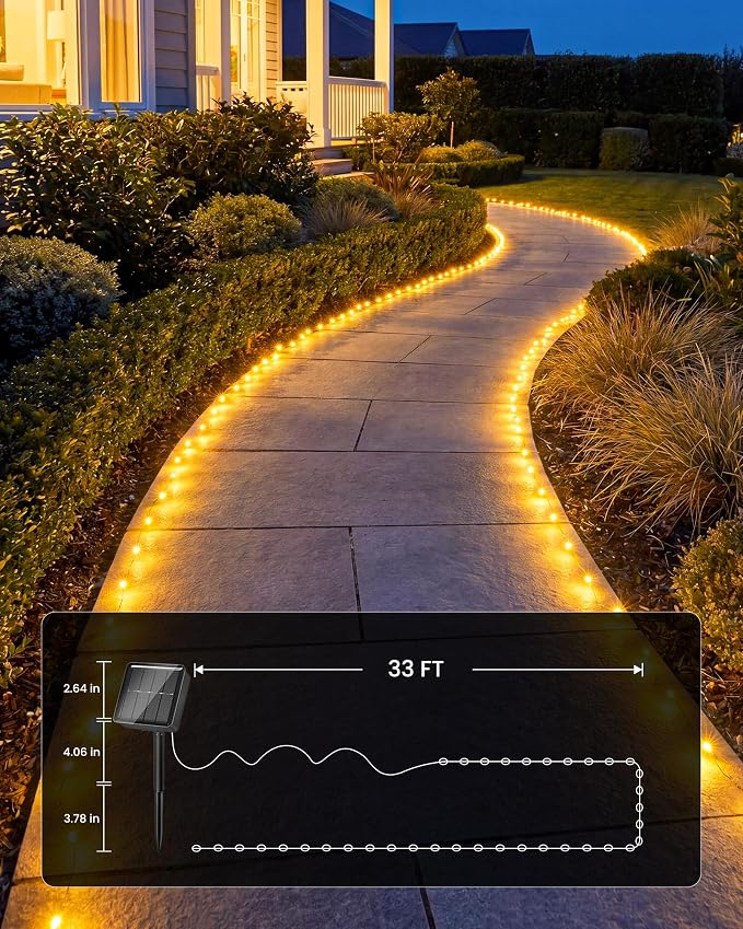 Minetom Solar Fairy Lights, 4 Pack Total 132 FT 400 LED Solar String Lights | IP65 Waterproof Twinkles Lights with 8 Modes, Christmas Lights Outdoor for Patio Party Garden Yard Tree Decor (Warm White)
