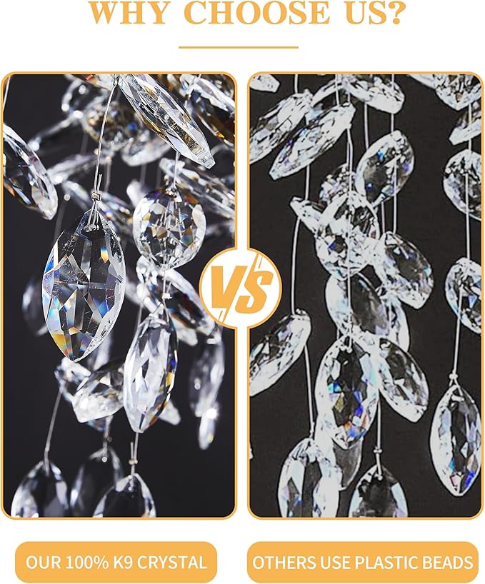 Modern Tree Branch Crystal Chandelier Luxury Silver Crystal Pendant Lighting 23.6" Contemporary 8-Light Chandeliers for Dining Room Kitchen Bedroom Living Room