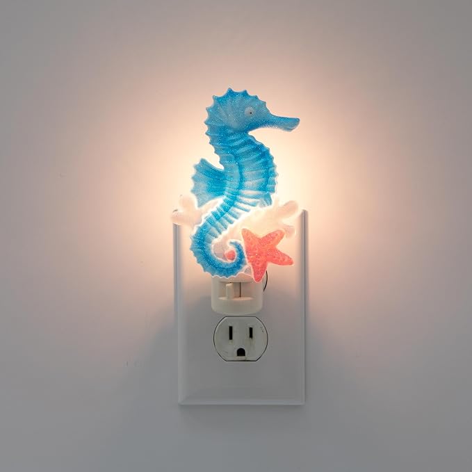 Creative Hobbies Coastal Seahorse Night Light - Includes 5W C7 and Rotational Socket with On/Off Switch