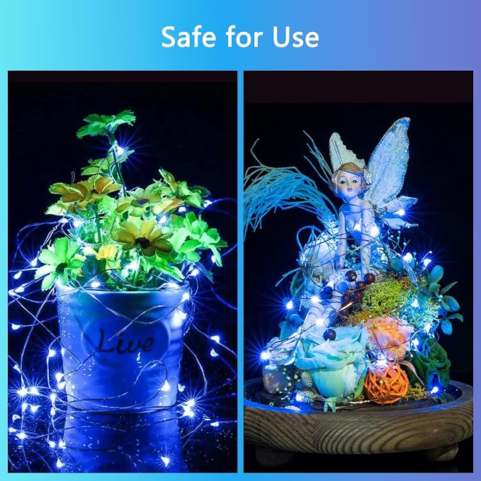 3 Pack Fairy Lights Battery Operated with Remote Xmas Twinkle Lights Blue | Each 80LED 26FT, 8 Modes & Timer, Waterproof Wire, Battery String Light for Christmas Party Wedding Outdoor Indoor Home Decor