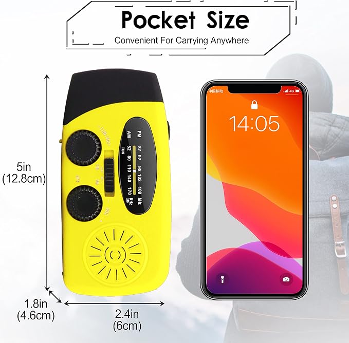 RunningSnail Hand Crank Radio with LED Flashlight, for Power Outage | AM FM NOAA Emergency Weather Radio,2000mAh Phone Charger,Hand Cranked,Solar Panel