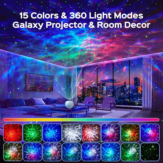One Fire Galaxy Projector Star Projector Night Light Projector 360 Effects Northern Lights Lava Lamp 15 White Noise Room Lights Room Decor Bluetooth Teen Girl Gifts for Boys Gift Ideas Birthday Gifts