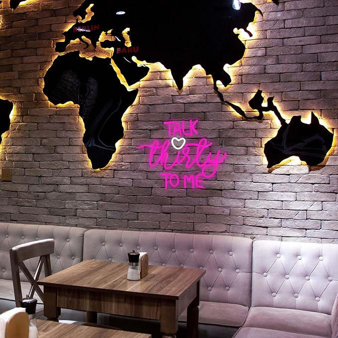 Talk Thirty To Me Neon Sign, Dimmable LED 30th Birthday Neon Sign for Wall Decor, 30th Birthday Decorations for Her Gifts, USB Neon Sign for Birthday Anniversary Home Wall Decor Party Wall