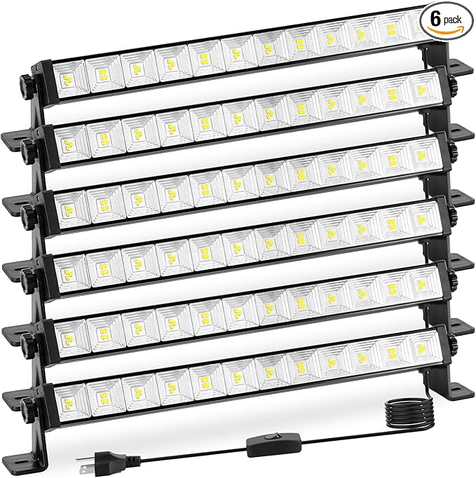 40W LED Shop Lights, 4800LM 6500K Shop Light Bar with 6.6ft Cord/Plug/Switch, Daylight White Work Light for Garage Workshop Warehouse Basement Workbench Carport Indoor(6 Pack)