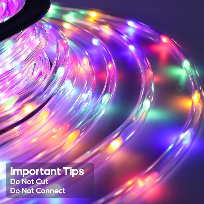 100FT 720 LED Waterproof Rope Lights with Remote, 8 Modes and 4 Brightness Tube Lights for Christmas, Bedroom, Patio, Outside, Garden, Indoor Outdoor Decoration (White and Multicolor Change)