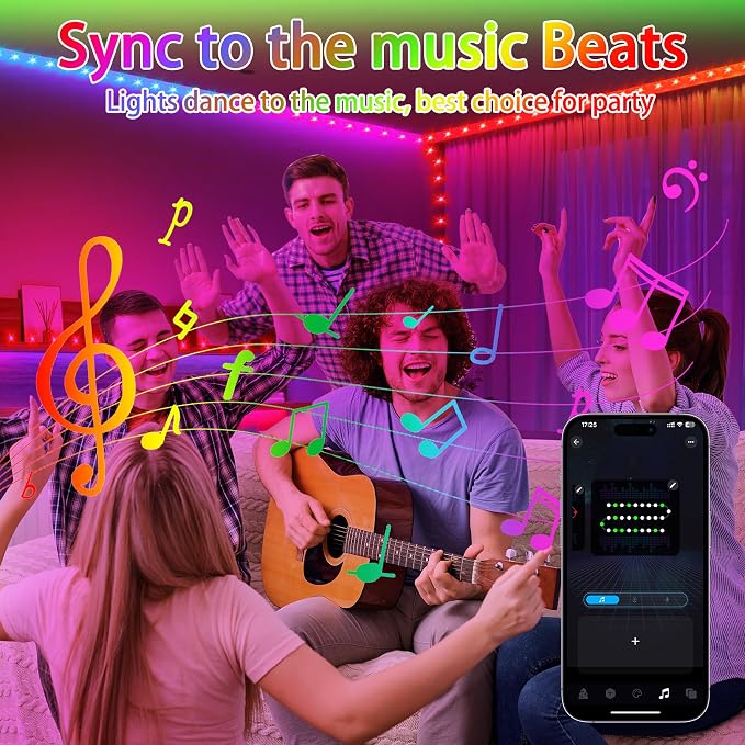 33FT Color Changing Rope Lights Outdoor Waterproof with APP & Remote | 100 LED String Light Plug In, Smart 16 Million Colors Music Sync Fairy Tube Lighting for Outside Indoor Bedroom Christmas