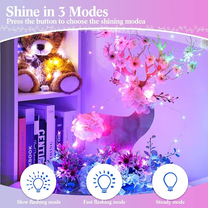 150 Pack LED Fairy Lights Colored Battery Operated String 3 Speed Modes 7 ft 20 LED Starry Wedding Decoration Waterproof Wire Twinkle Light for DIY Jar Bedroom Party Supplies (Multi Color)