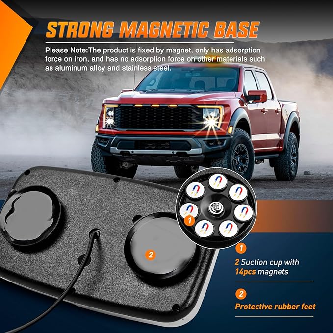 Nilight 12 Inch Roof Top Strobe Lights, 48LED Hazard Light Emergency Safety Warning LED Flashing Light Bar Magnetic Mount, 12V-24V Cars Trucks Tractors Snow Plows Construction
