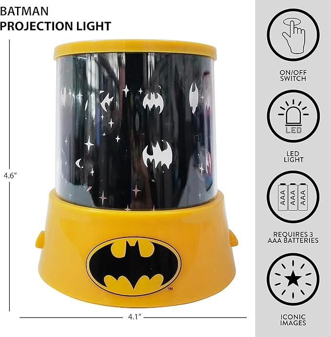 Batman Color Changing Kids Lamp and Nightlight,LED Projection Light for Bedroom Décor, Superhero Night Lamp for Boys & Girls