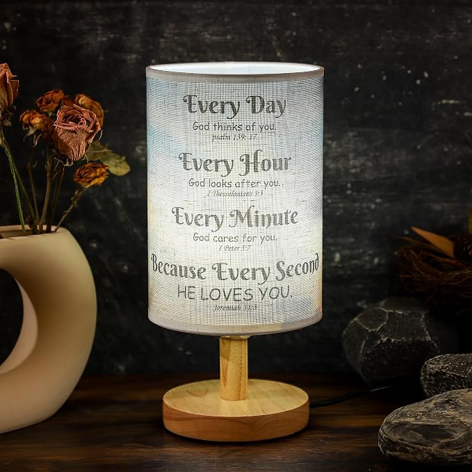WSYEAR Bible Verse Table Lamp with Inspirational Thoughts and Valentines Day Christian Religious Baptism Gifts for Women Wife Mom Men Christmas Easter Gifts for Him Her